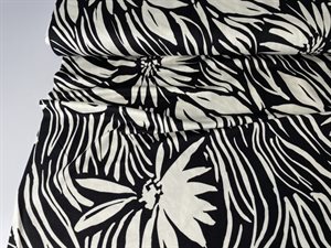Viscosejersey - zebra, blade og blomster
